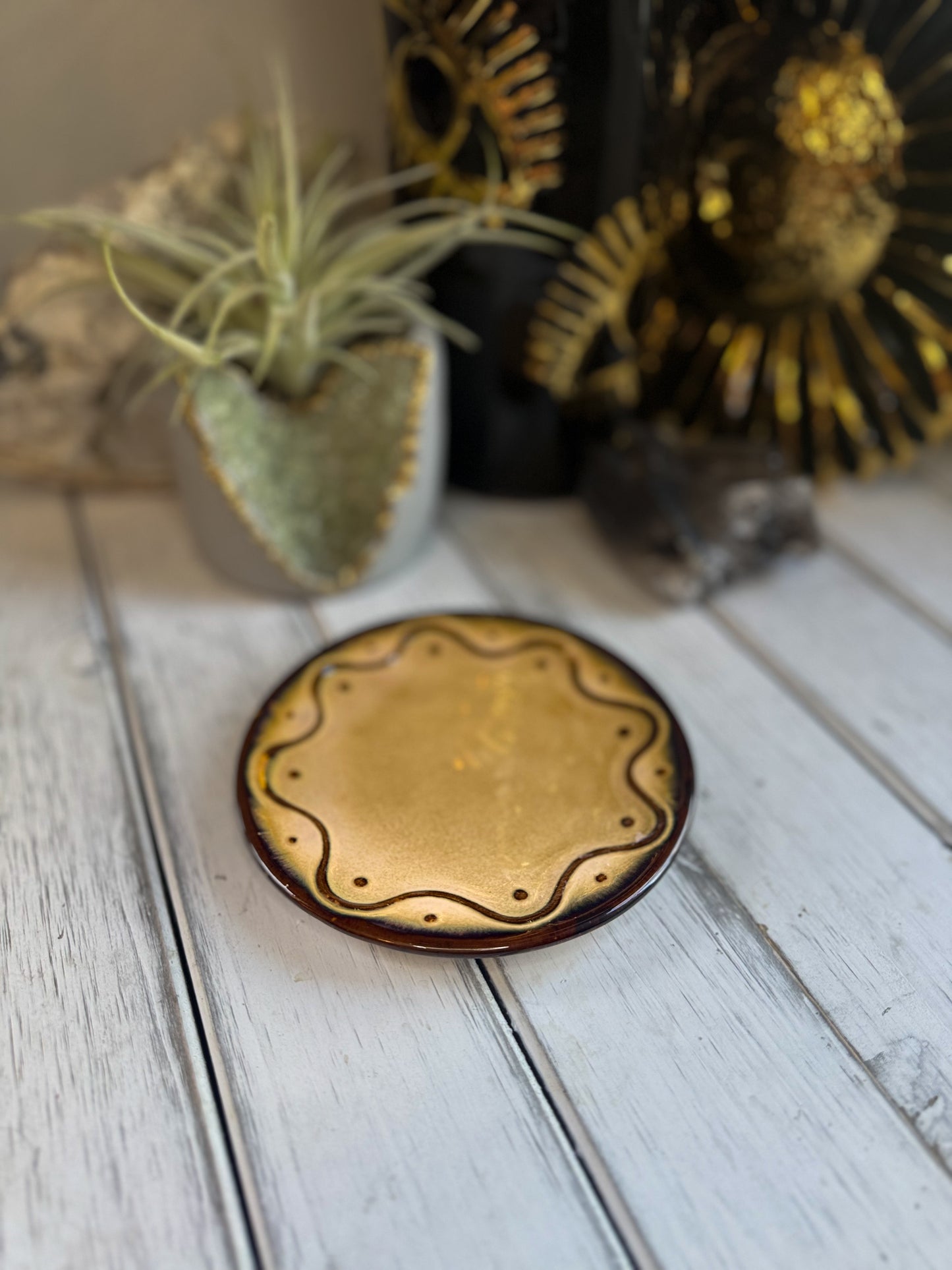 Brown Candle Melting Plate - small