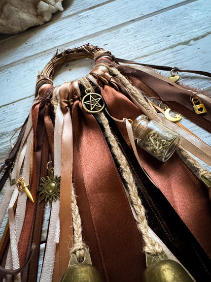 Bronzed Hearth Guardian Witch Bells