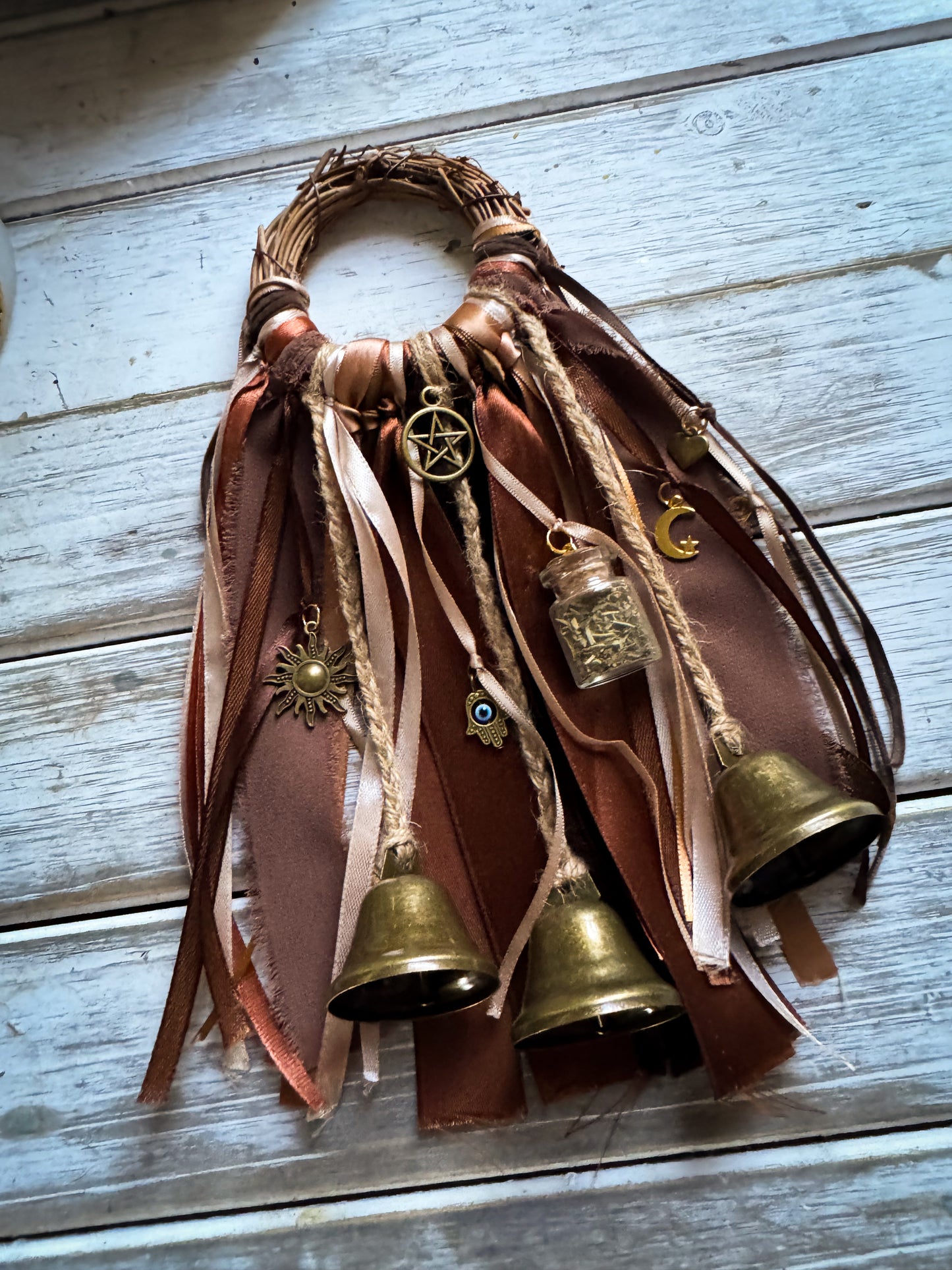 Bronzed Hearth Guardian Witch Bells