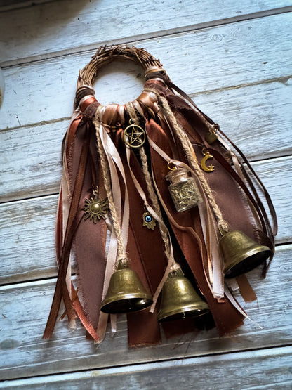 Bronzed Hearth Guardian Witch Bells