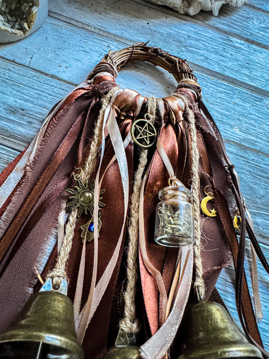 Bronzed Hearth Guardian Witch Bells