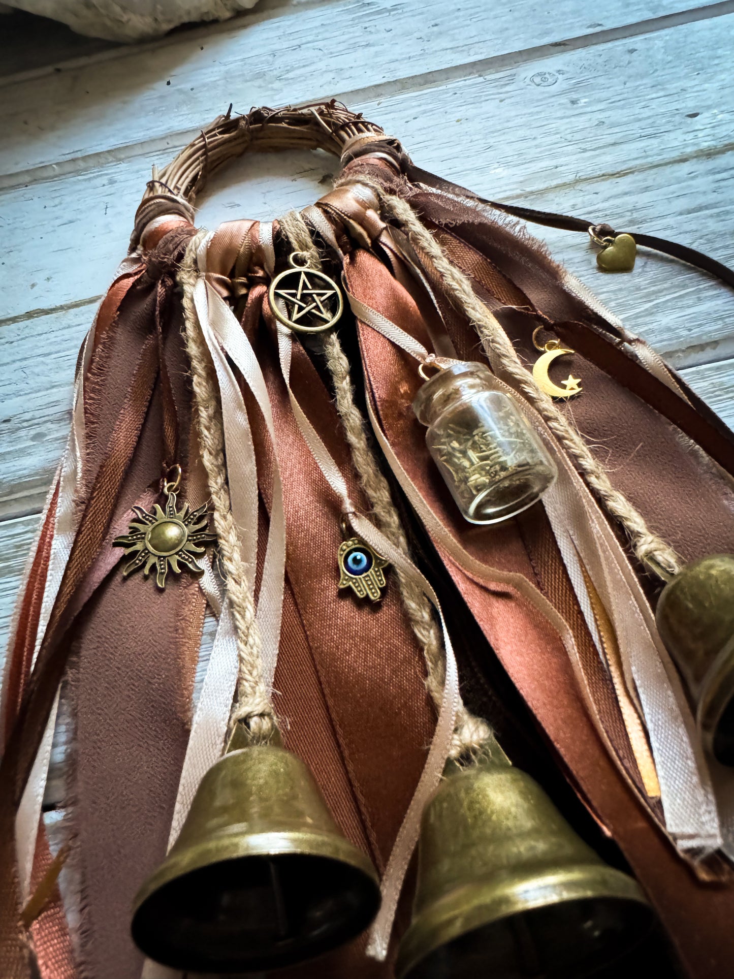 Bronzed Hearth Guardian Witch Bells